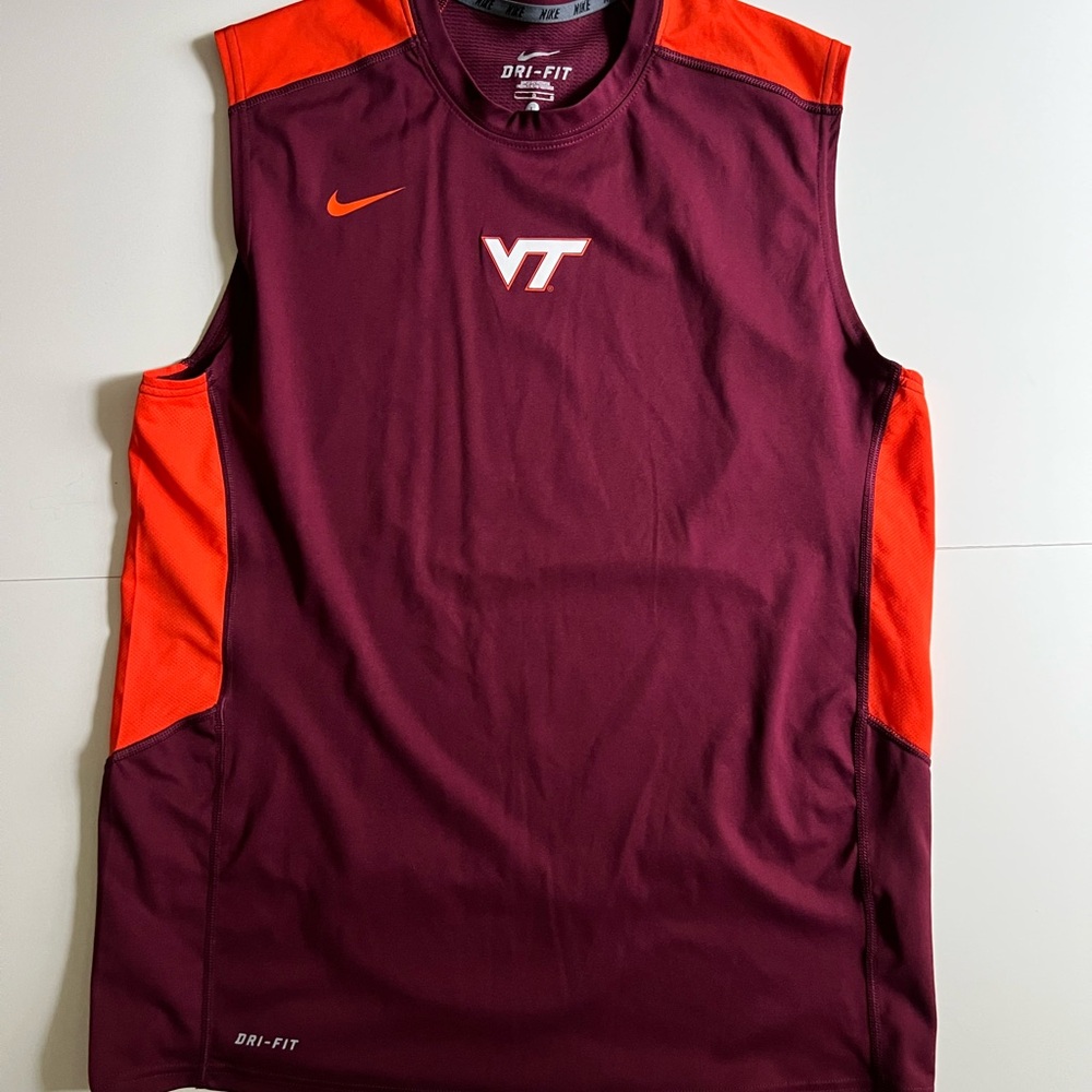 Nike Virginia Tech “Hokies” Maroon and Burnt Orange Dri-FIT Tank - Size Large